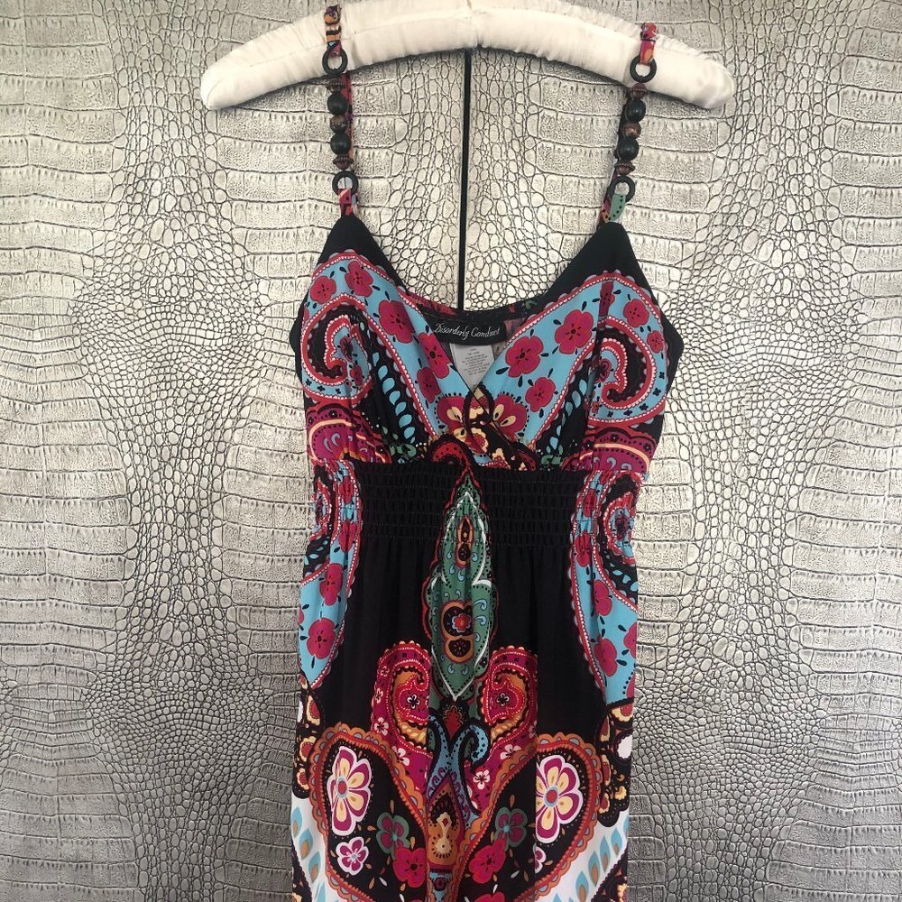 Disorderly Conduct Juniors Empire Waist Patterned Dress Size M